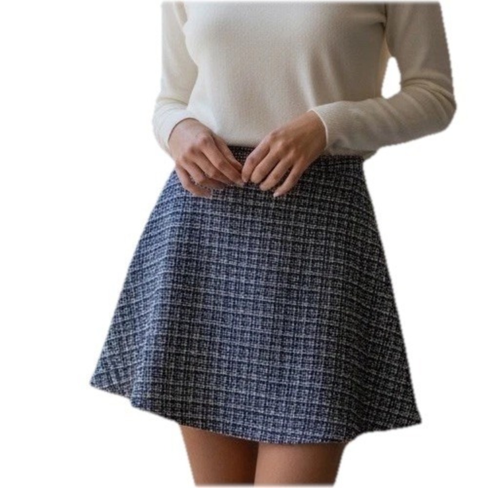 New Banana Republic Boucle Mini Skirt Womens Size 12 A Line Preppy Navy Nautical